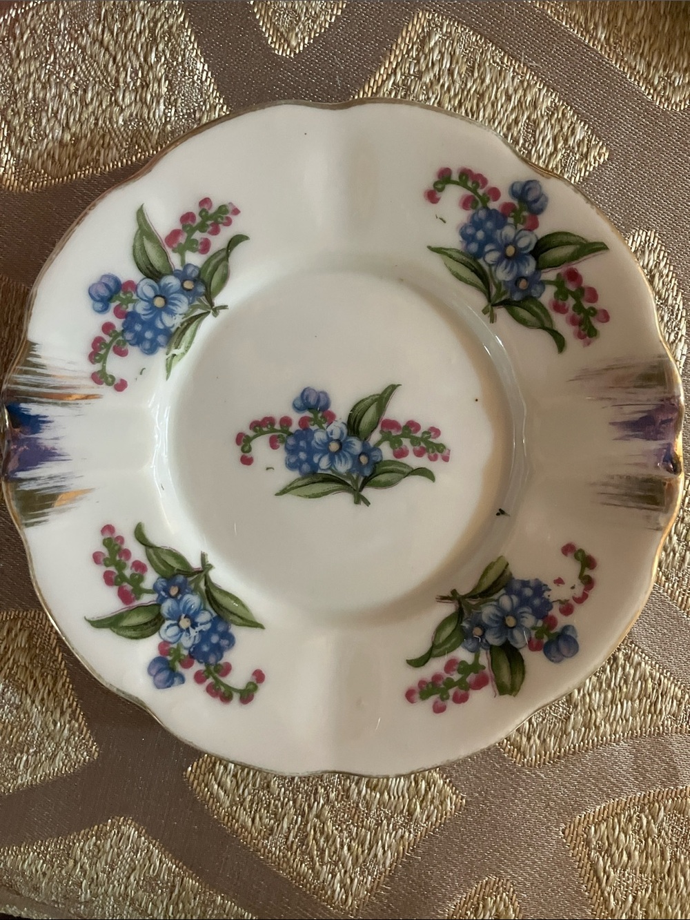 Vintage Floral Ring Dish, Porcelain Personal Ashtray, Flower Personal Ashtray
